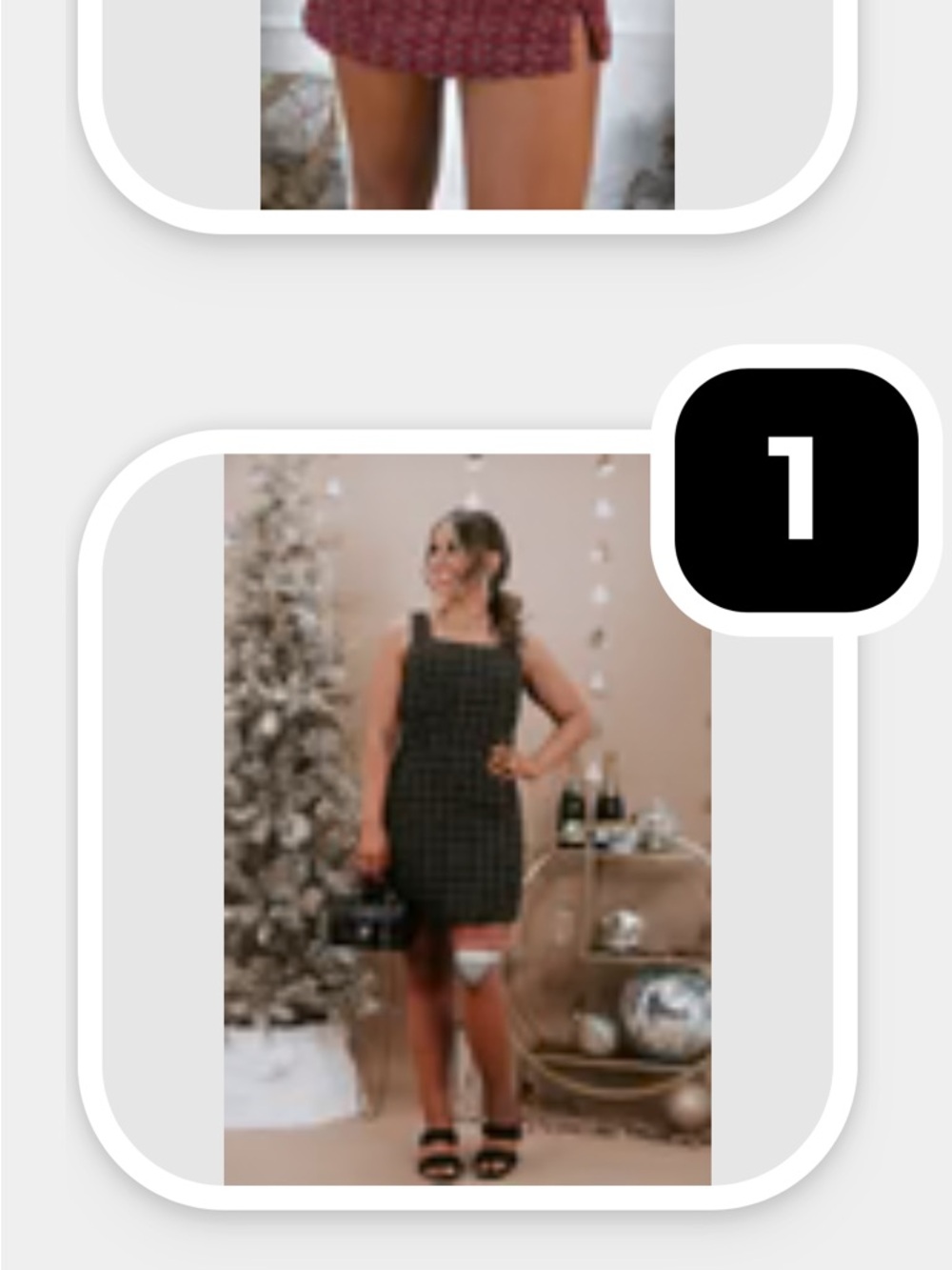 Square-Neck Plaid tweed Mini Dress in Black/ gold